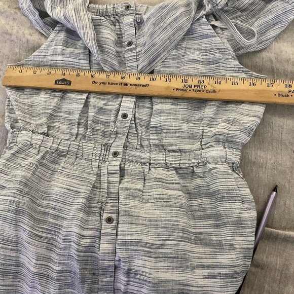 New!! Lucky Brand Large button-down pocket cold shoulder linen dress ruffle midi - Picture 12 of 14